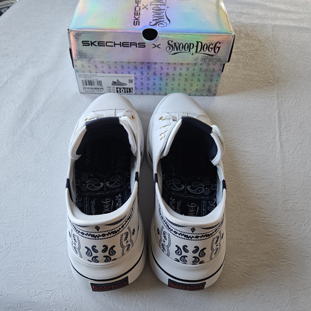 Skechers White/Navy/Red Canvas Sneakers - Picture 4 of 10